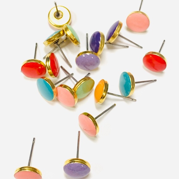 Round Gold Base Earring - Red - Picture 2 of 2